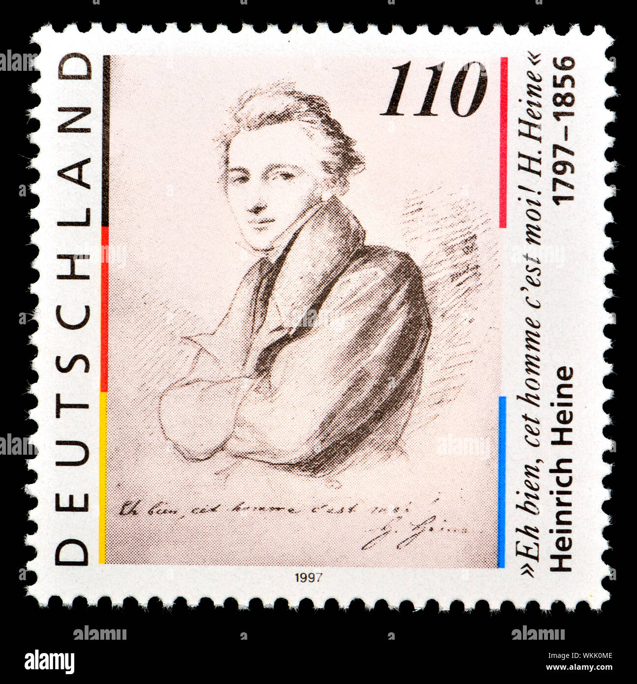 Il tedesco francobollo (1997) : Heinrich Heine (Christian Johann Heinrich Heine -1797-1856) poeta tedesco Foto Stock