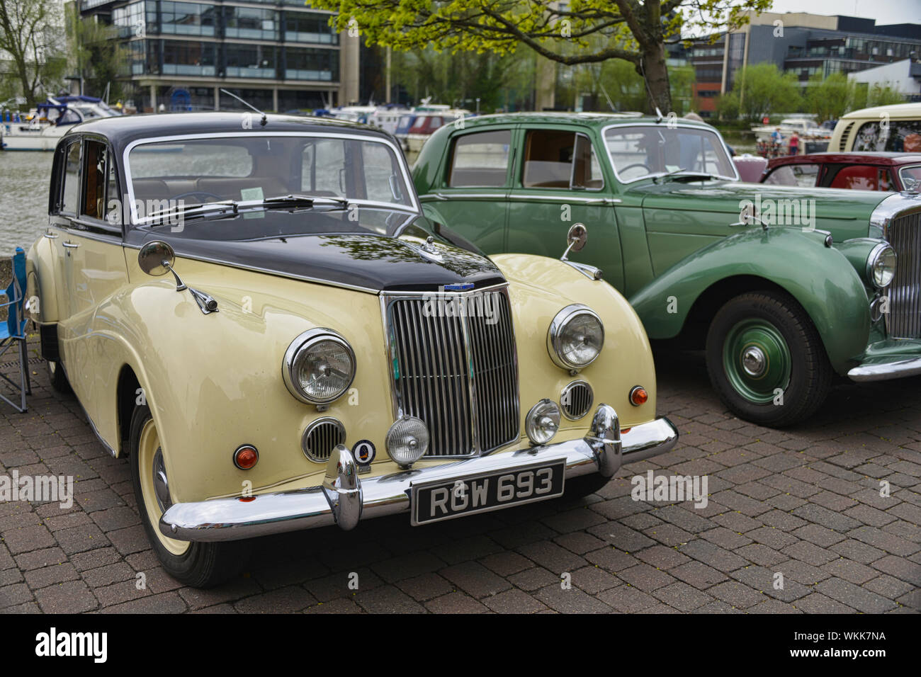 Auto d'epoca sul display, classico vecchio automobiles, automobile hobby, antique car show, Lincoln auto classica, England, Regno Unito Foto Stock