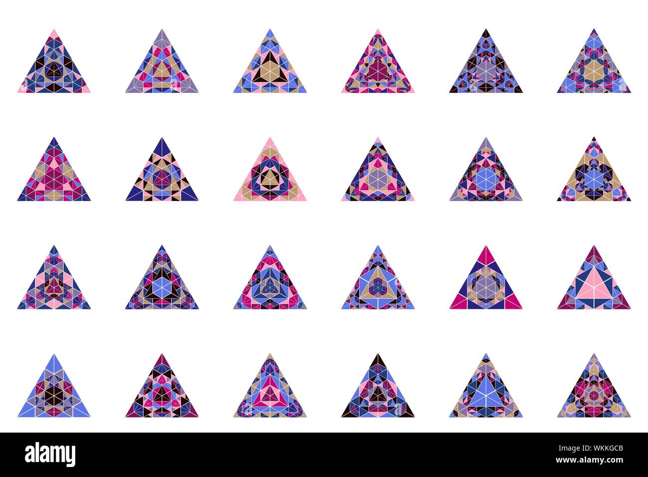 Poligonale mosaico ornati triangolo set di forma geometrica - geometrica astratta disegni vettoriali con triangoli Illustrazione Vettoriale