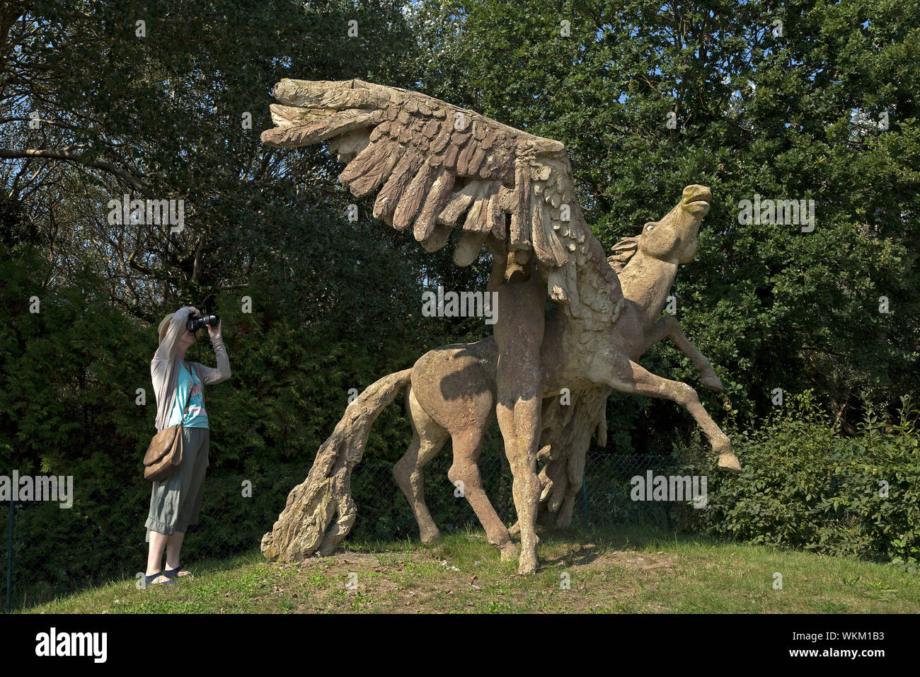 Pegasus opera d'arte, Ahrenshoop, Meclemburgo-Pomerania Occidentale, Germania Foto Stock