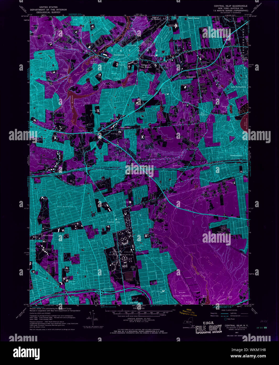 Mappa di new york islip centrale immagini e fotografie stock ad alta