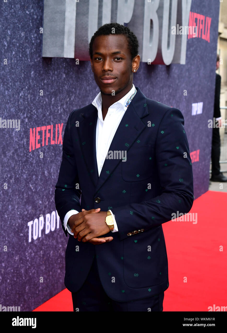 Micheal Ward frequentando il Regno Unito premiere di Top Boy a Hackney Picturehouse a Londra. Foto Stock