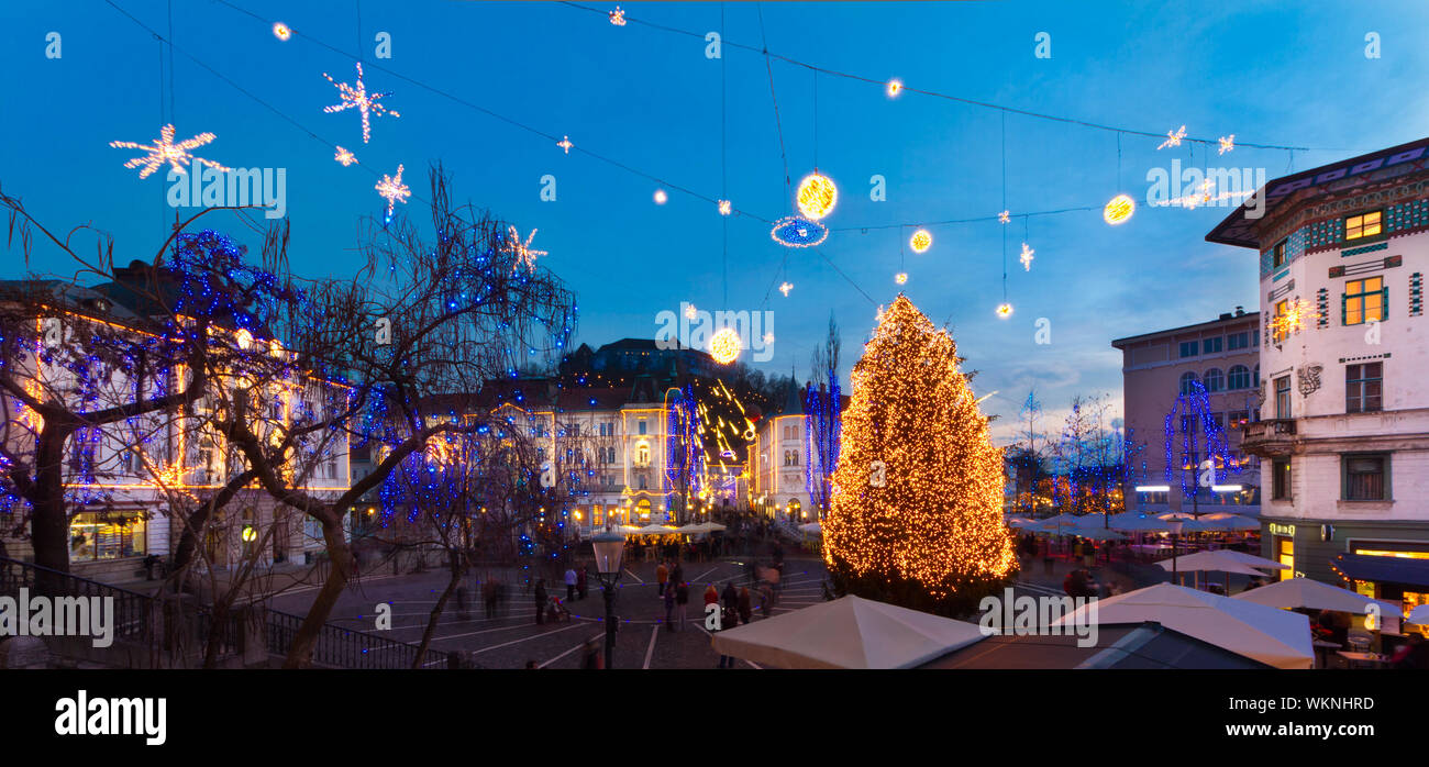 Preseren square, Lubiana, Slovenia, l'Europa. Foto Stock