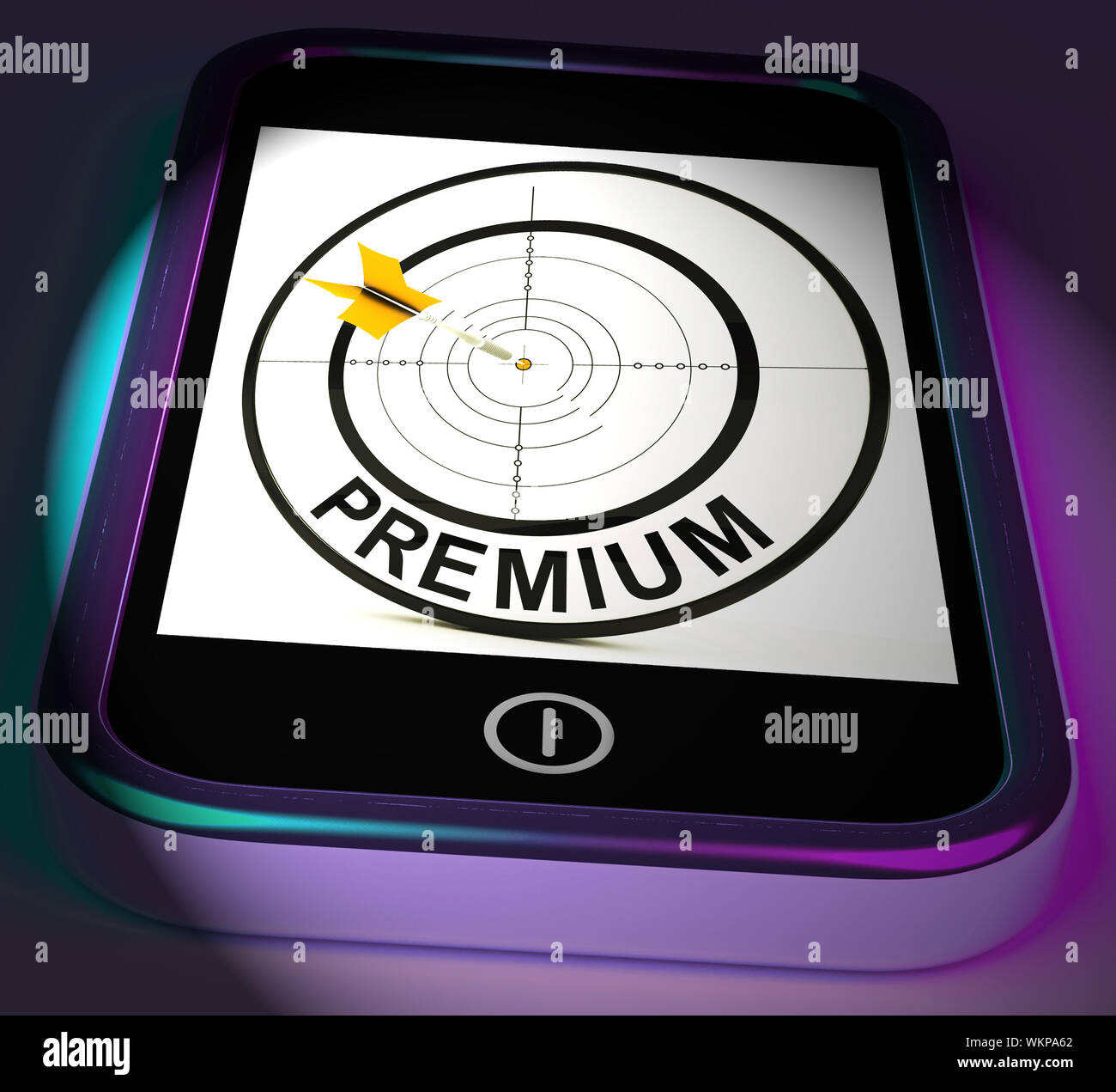 Smartphone Premium visualizzazione eccellente beni o servizi su Internet Foto Stock