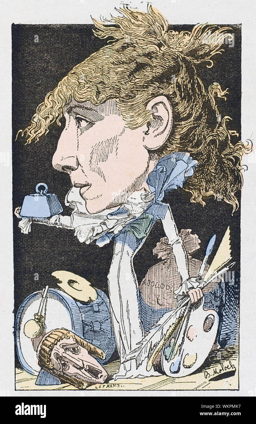 SARAH BERNHARDT (1844 -1923) tappa francese attrice. Una vignetta satirica circa 1880 Foto Stock