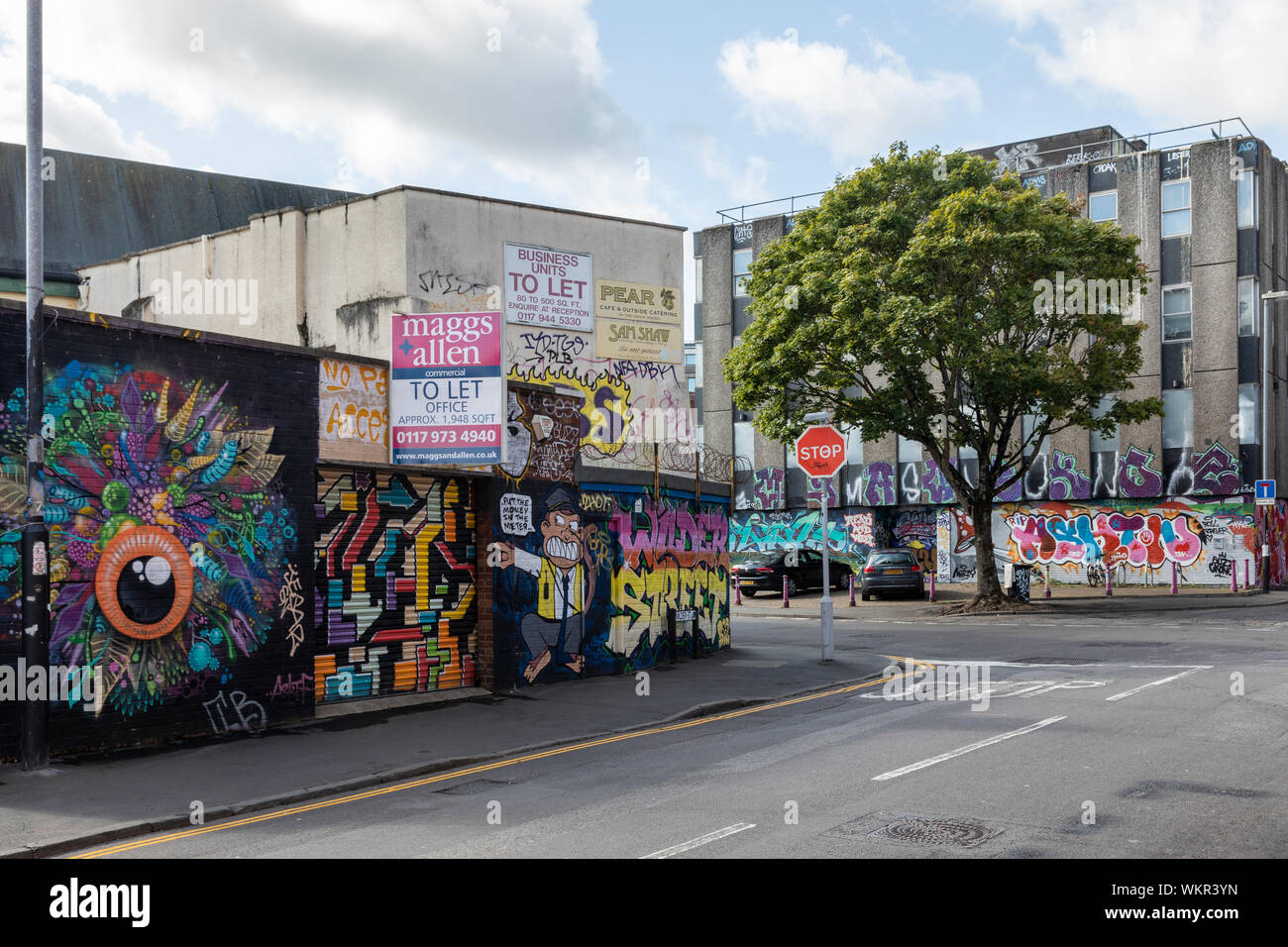 Graffiti Street artwork - Wilder Street, Bristol City Centre, Inghilterra, Regno Unito Foto Stock