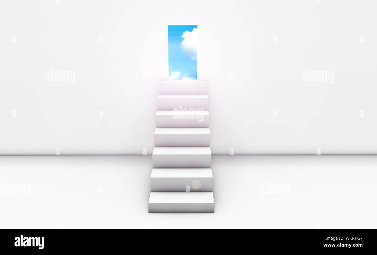Scala verso il cielo in 3D sfondo Concept Foto Stock