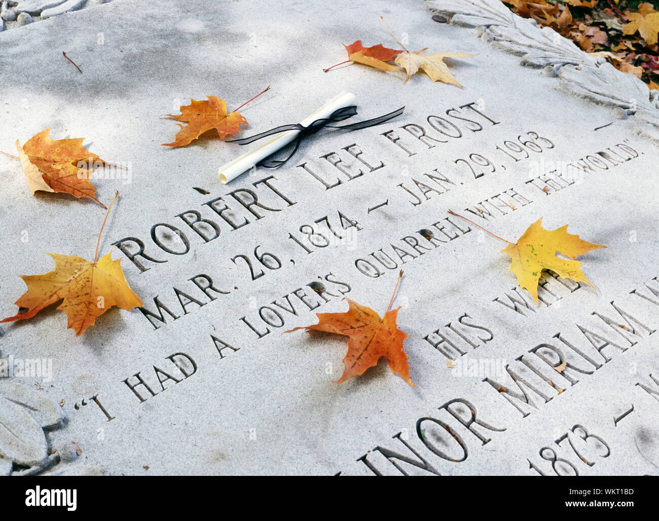 Robert Frost gravesite in autunno Foto Stock