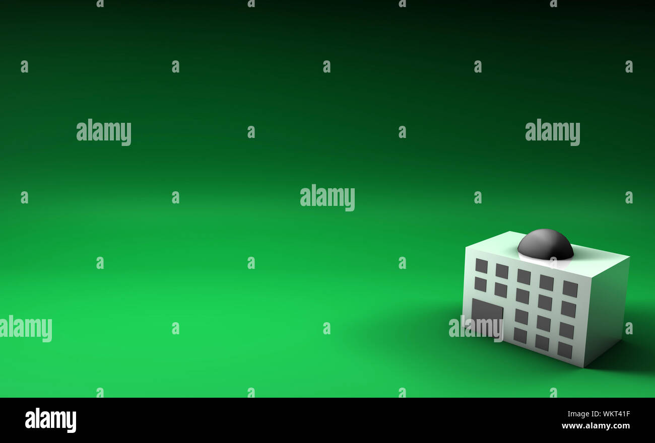Un verde 3d sul mercato immobiliare sfondo sullo sfondo Foto Stock