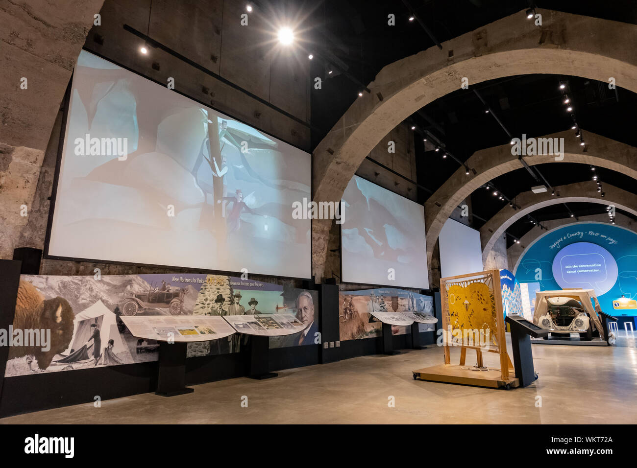 Banff, Lug 26: Centro Visitatori della grotta e Basin National Historic Site il Lug 26, 2019 a Banff, Canada Foto Stock