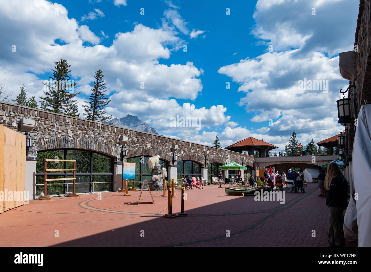 Banff, Lug 26: Centro Visitatori della grotta e Basin National Historic Site il Lug 26, 2019 a Banff, Canada Foto Stock