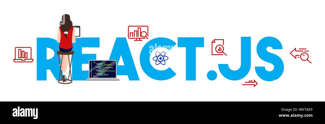 Reagire.js computer di codifica lingua, Javascript, componenti Internet illustrazione vettoriale. Illustrazione Vettoriale