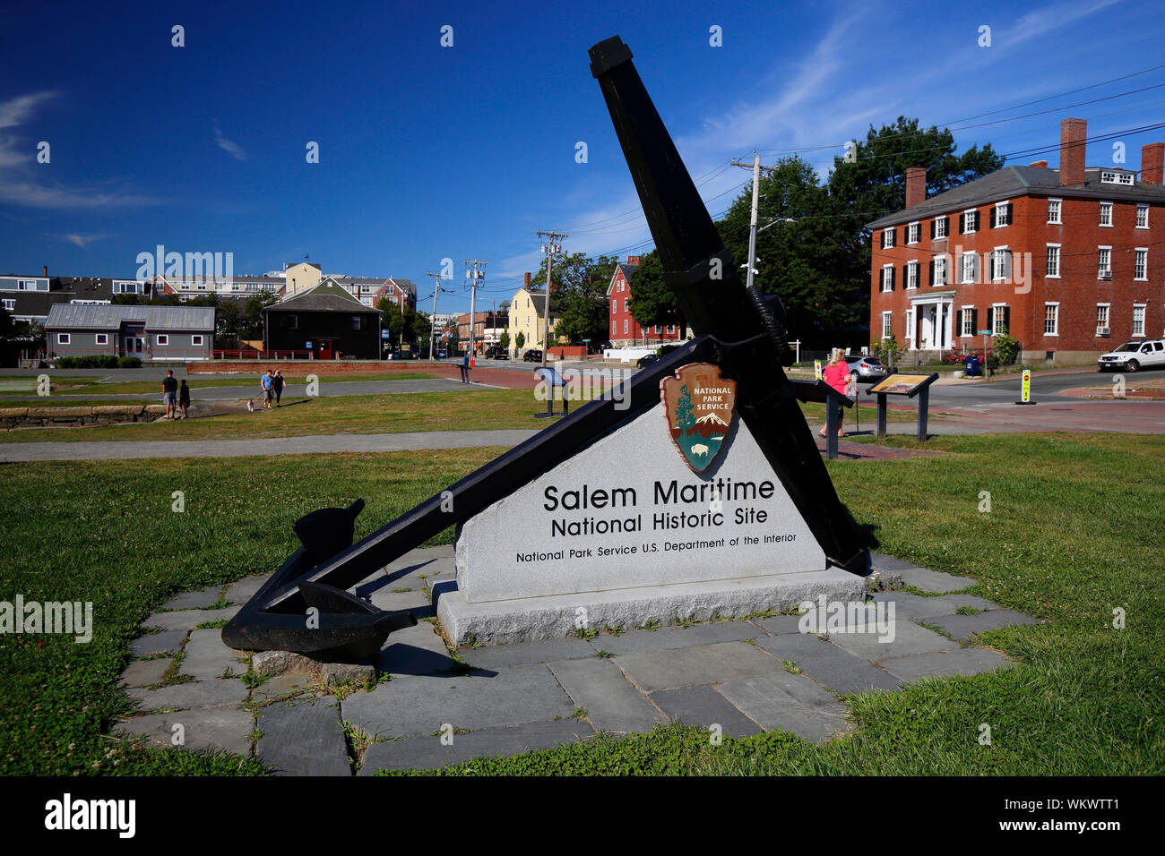 Salem Maritime National Historic Site Signage, Salem, Massachusetts Foto Stock