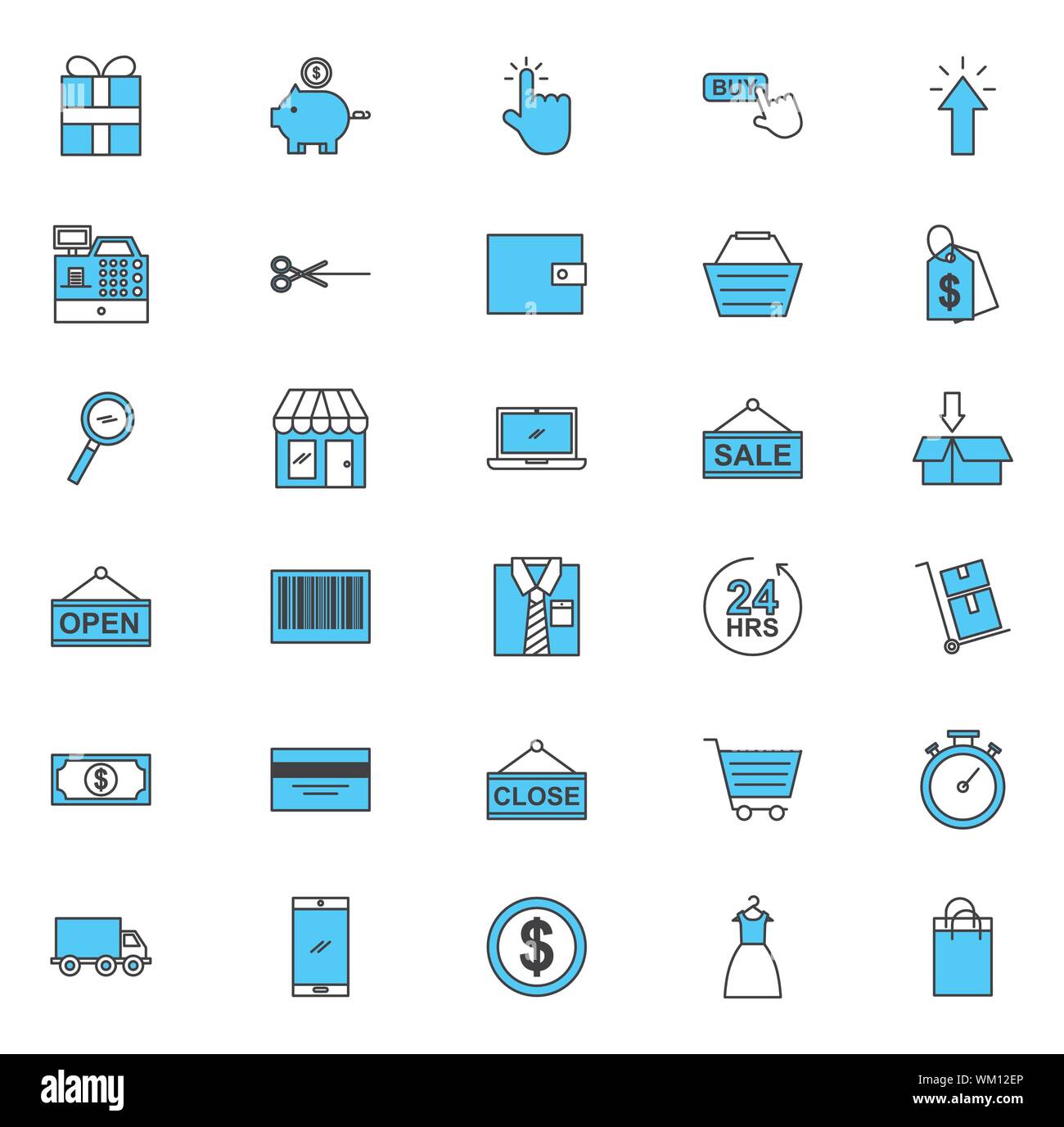 Commercio on line le icone di set Illustrazione Vettoriale
