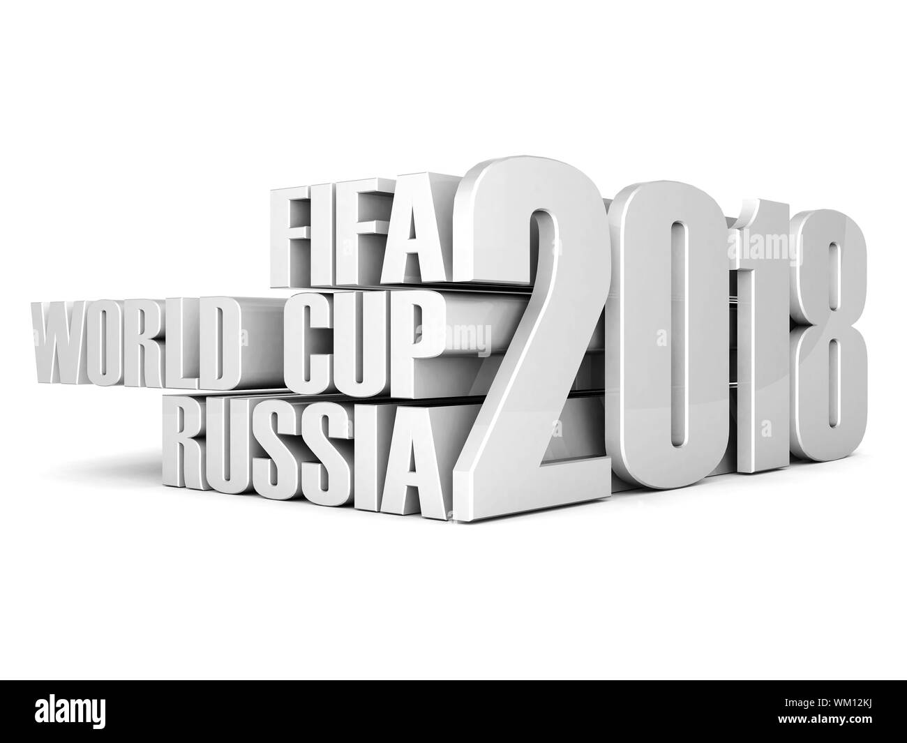Coppa del Mondo FIFA 2018 in Russia su un bellissimo sfondo bianco Foto Stock
