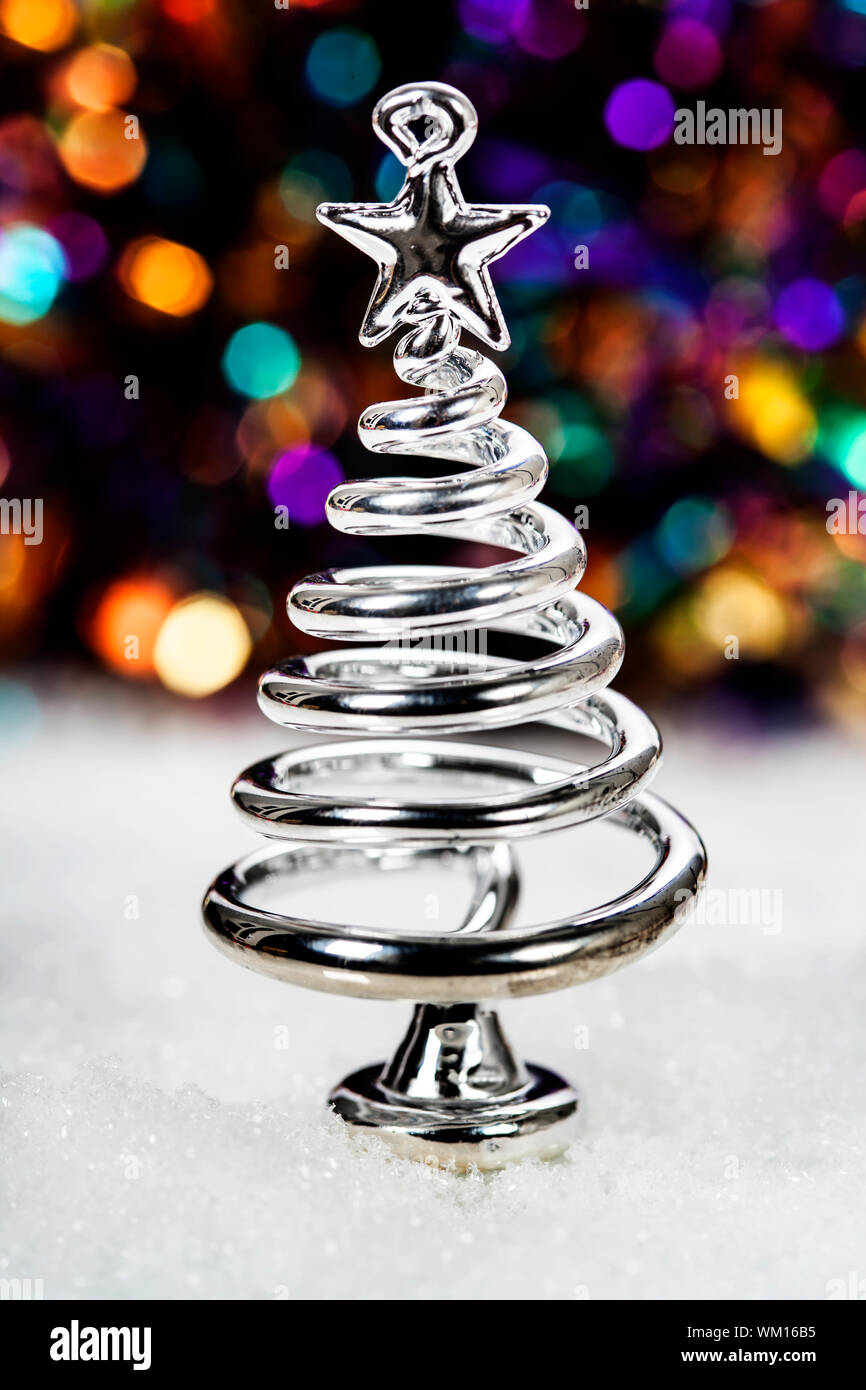 Argento stilizzata albero di Natale Foto Stock