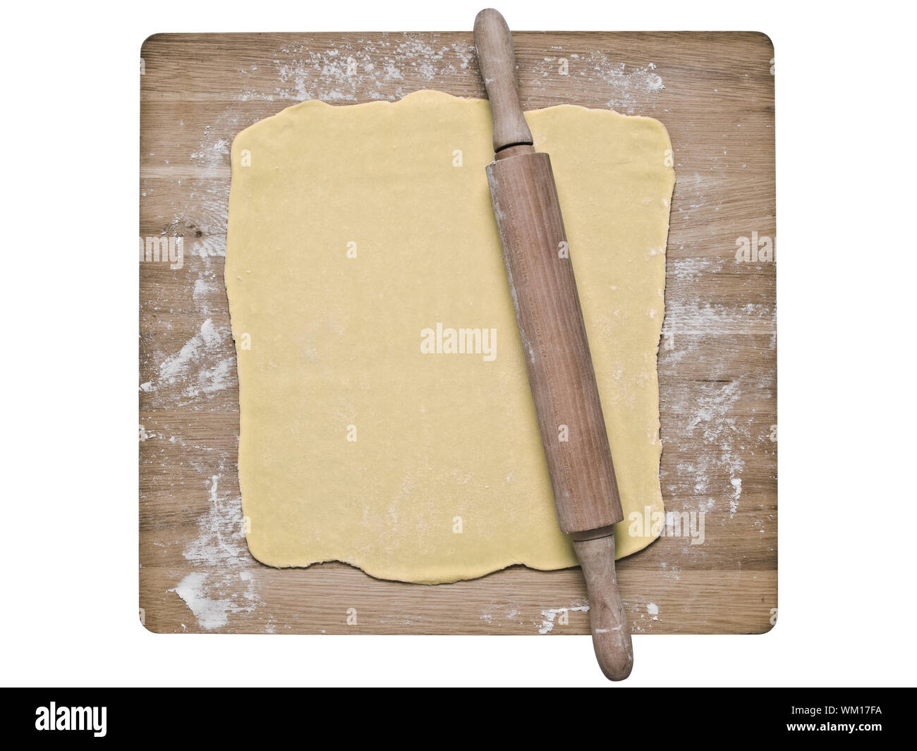Close up di pasta sfoglia Pasta su scheda di cottura Foto Stock
