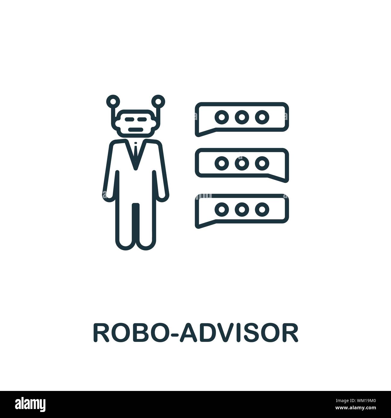 Profilo Robo-Advisor icona. Linea sottile concetto elemento dalla tecnologia di fintech raccolta di icone. Creative icona Robo-Advisor per applicazioni mobili e web Illustrazione Vettoriale