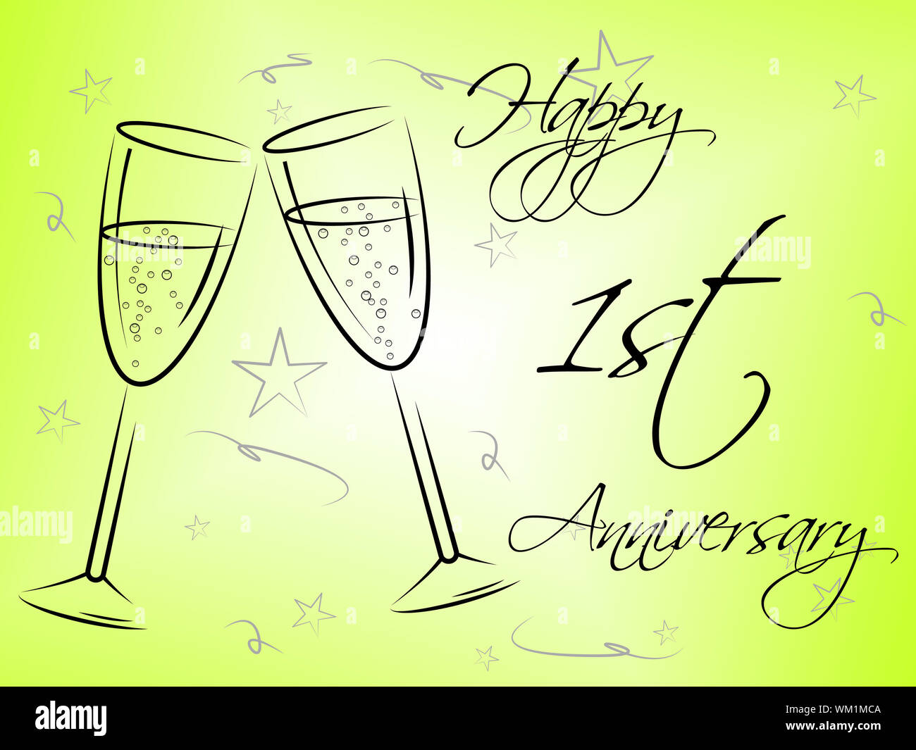 Felice Primo anniversario in rappresentanza di celebrare il saluto e la celebrazione Foto Stock