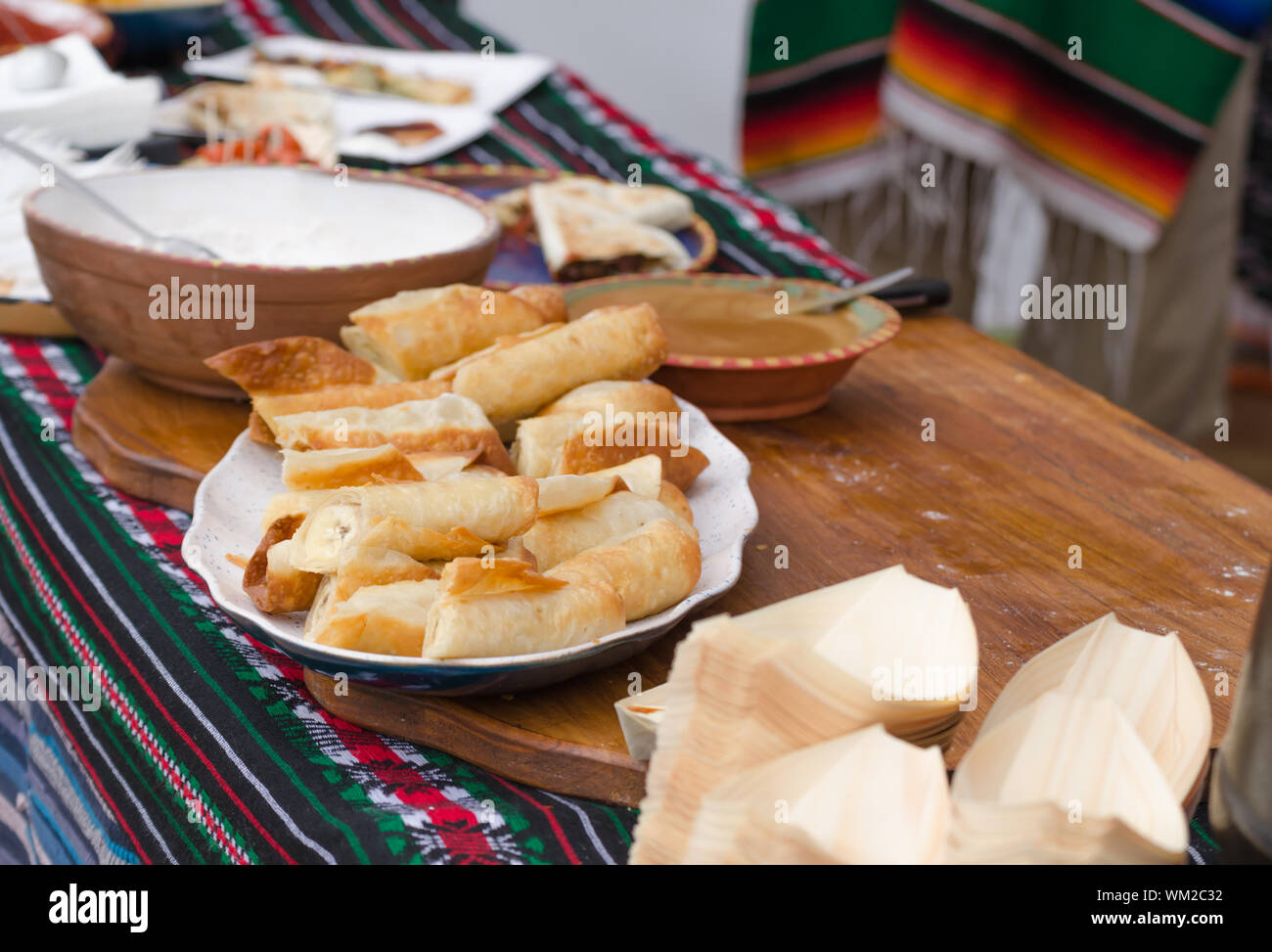 Maxican stand con babana dessert Foto Stock