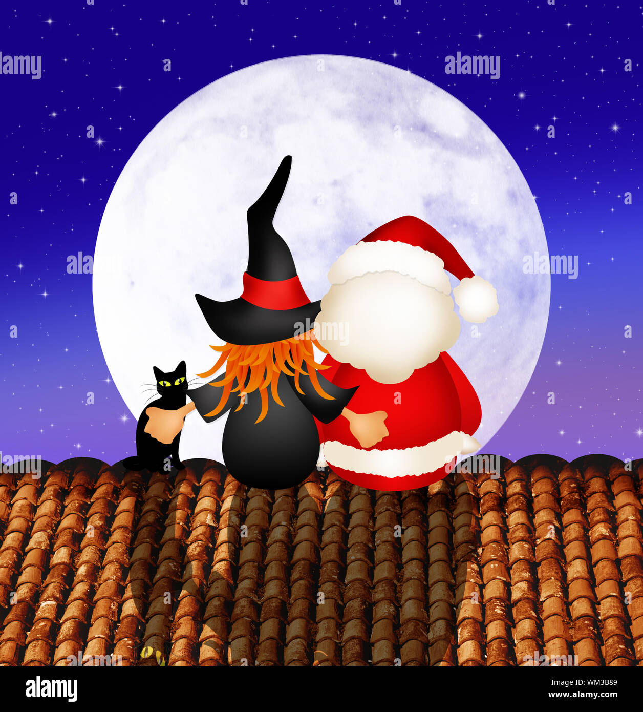 Immagini Befana E Babbo Natale.Illustration Christmas Cat Santa Claus Immagini E Fotos Stock Alamy