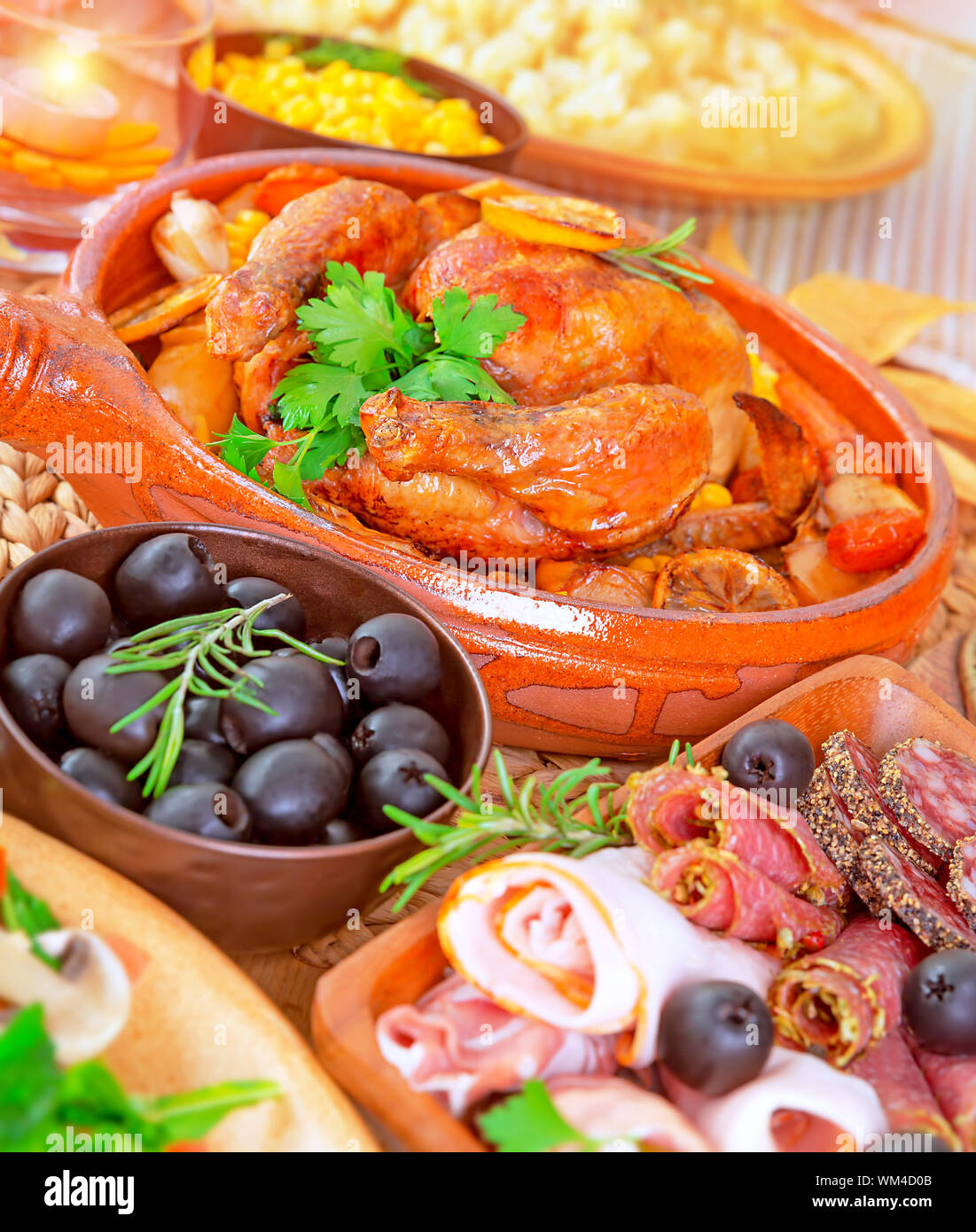 Cena di gala a casa Foto Stock