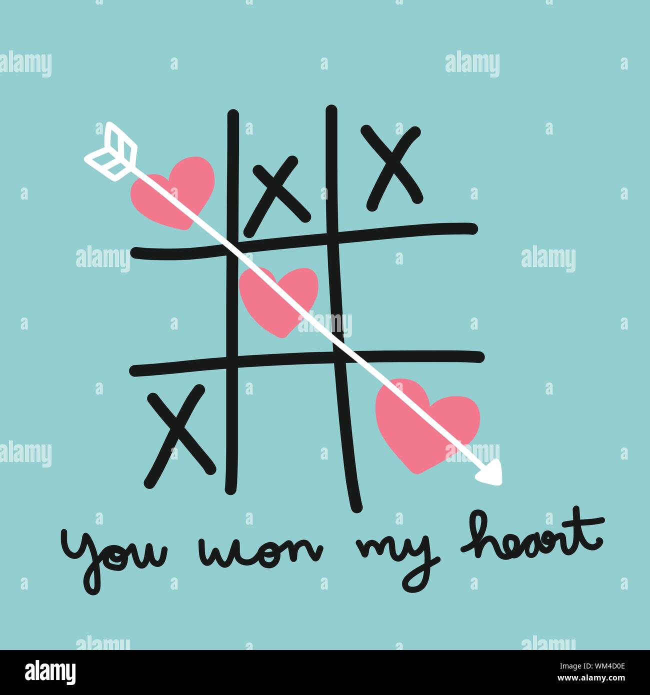 Cuore xo tic-tac-toe gioco illustrazione vettoriale toni pastello Illustrazione Vettoriale