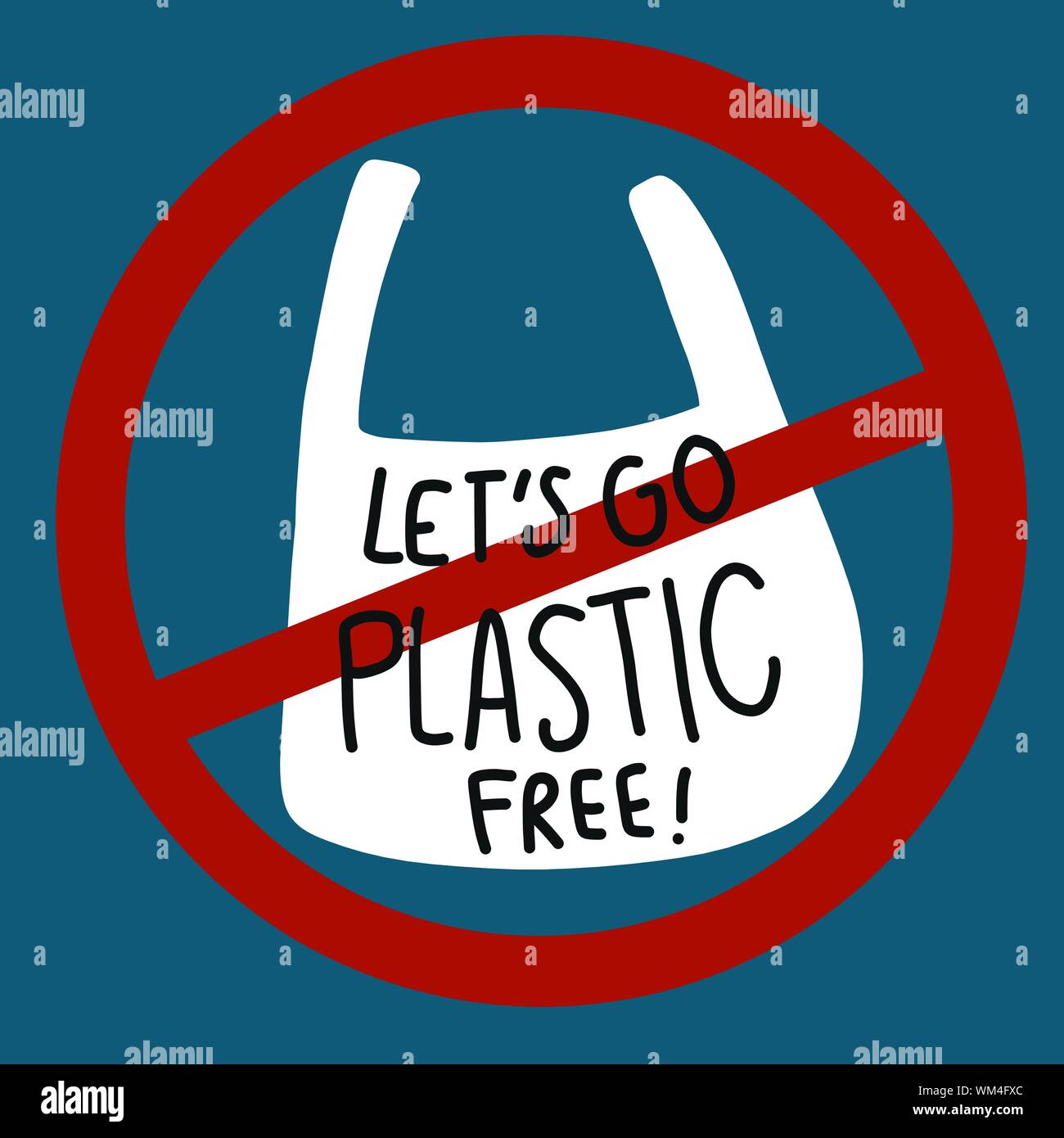 Andiamo disegno vettoriale senza plastica, concetto di ambiente Illustrazione Vettoriale