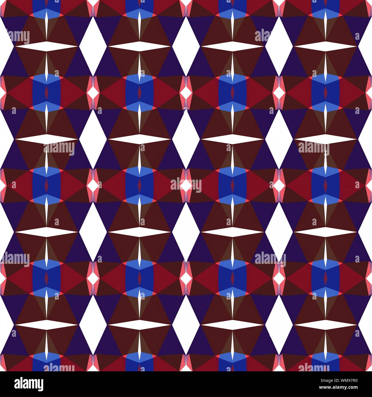 Perfetta ripetizione di modello geometrico con viola molto scuro, corallo chiaro e blu royal colori. Foto Stock