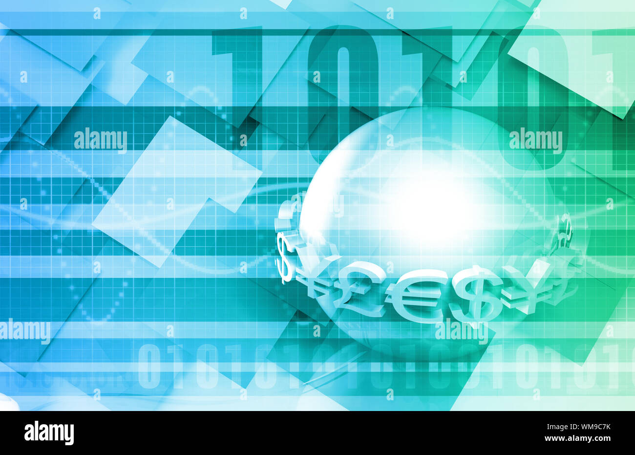 Valute globali come una presentazione abstract per denaro Foto Stock