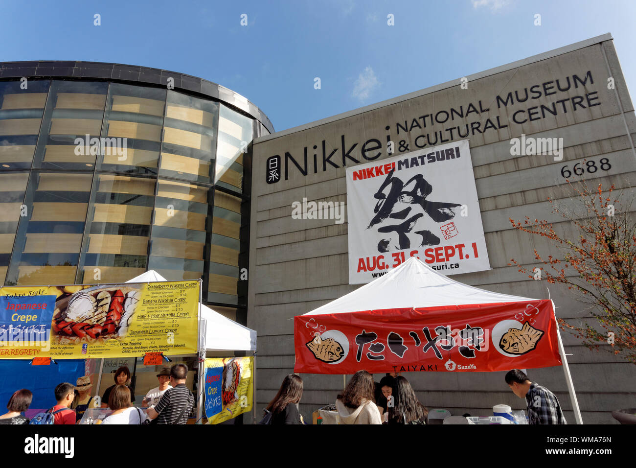 Il cibo giapponese si spegne a2019 Nikkei Matsuri festival, Nikkei centro culturale, Burnaby, Vancouver, BC, Canada Foto Stock
