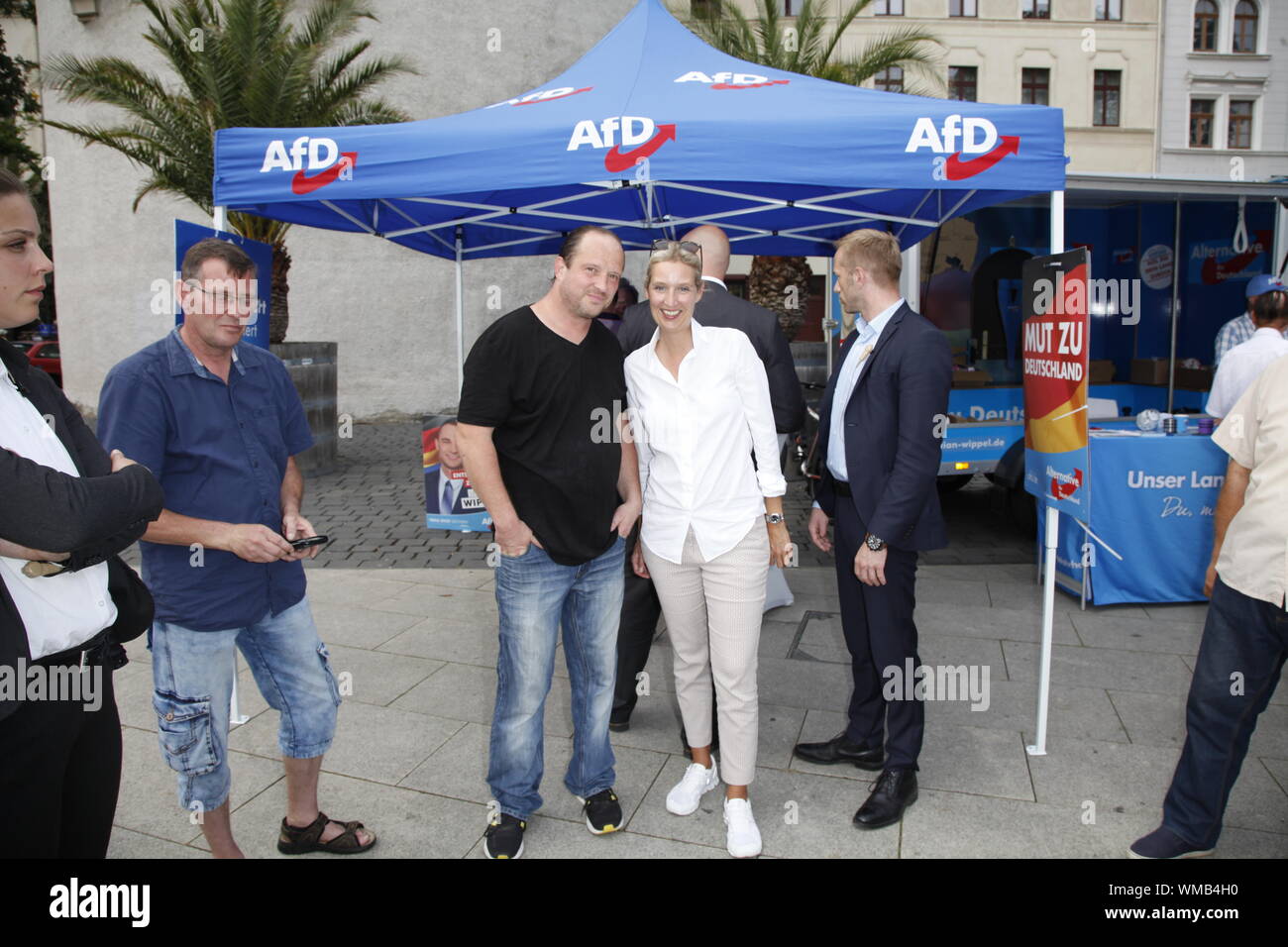 Alice Weidel in Görlitz Görlitz 28.8.2019, Marienplatz , wahlkampfveranstaltung der AfD mit : Alice Weidel , Tino Chrupalla , Sebastian Wippel Foto Stock