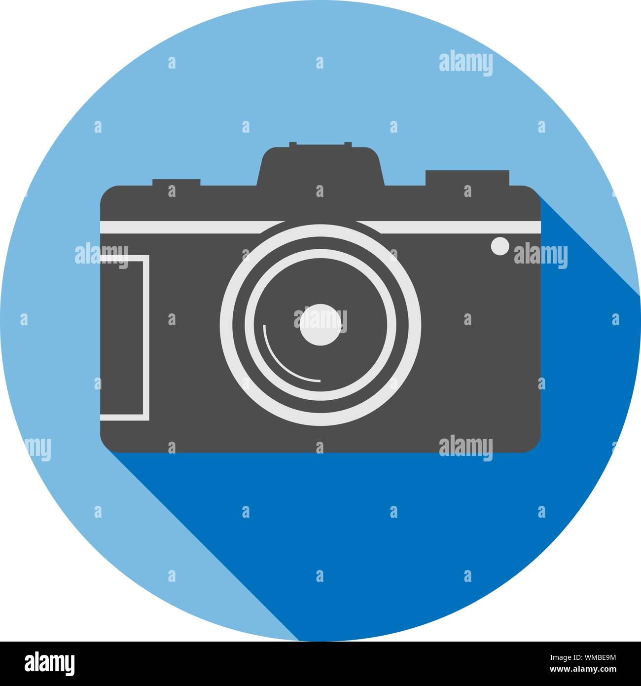 Semplice piatto rotondo fotocamera DSLR Icona o simbolo illustrazione vettoriale Illustrazione Vettoriale