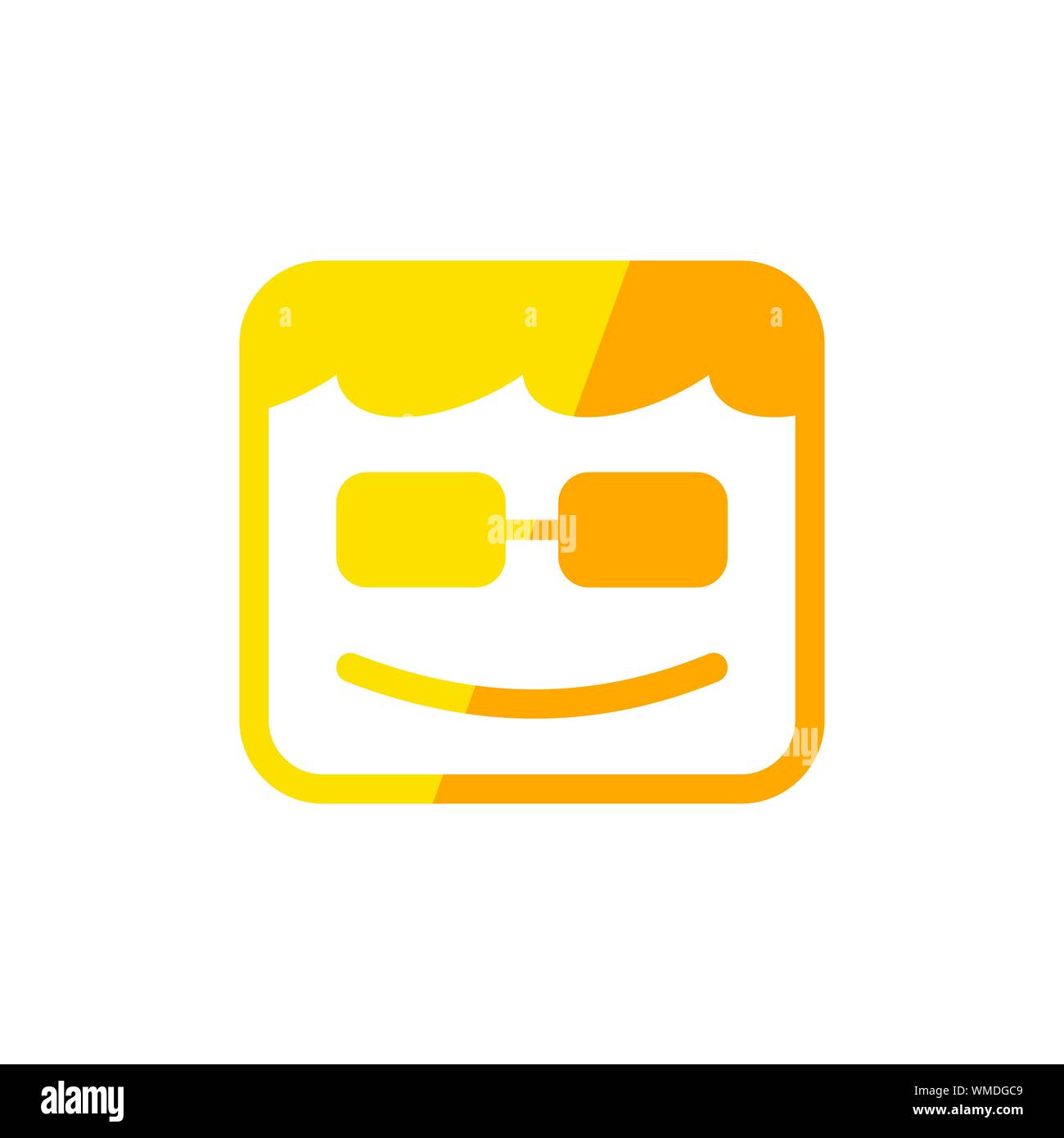 Geek sorriso scatola di forma quadrata gialla simbolo vettore Logo grafico del modello di progettazione Illustrazione Vettoriale