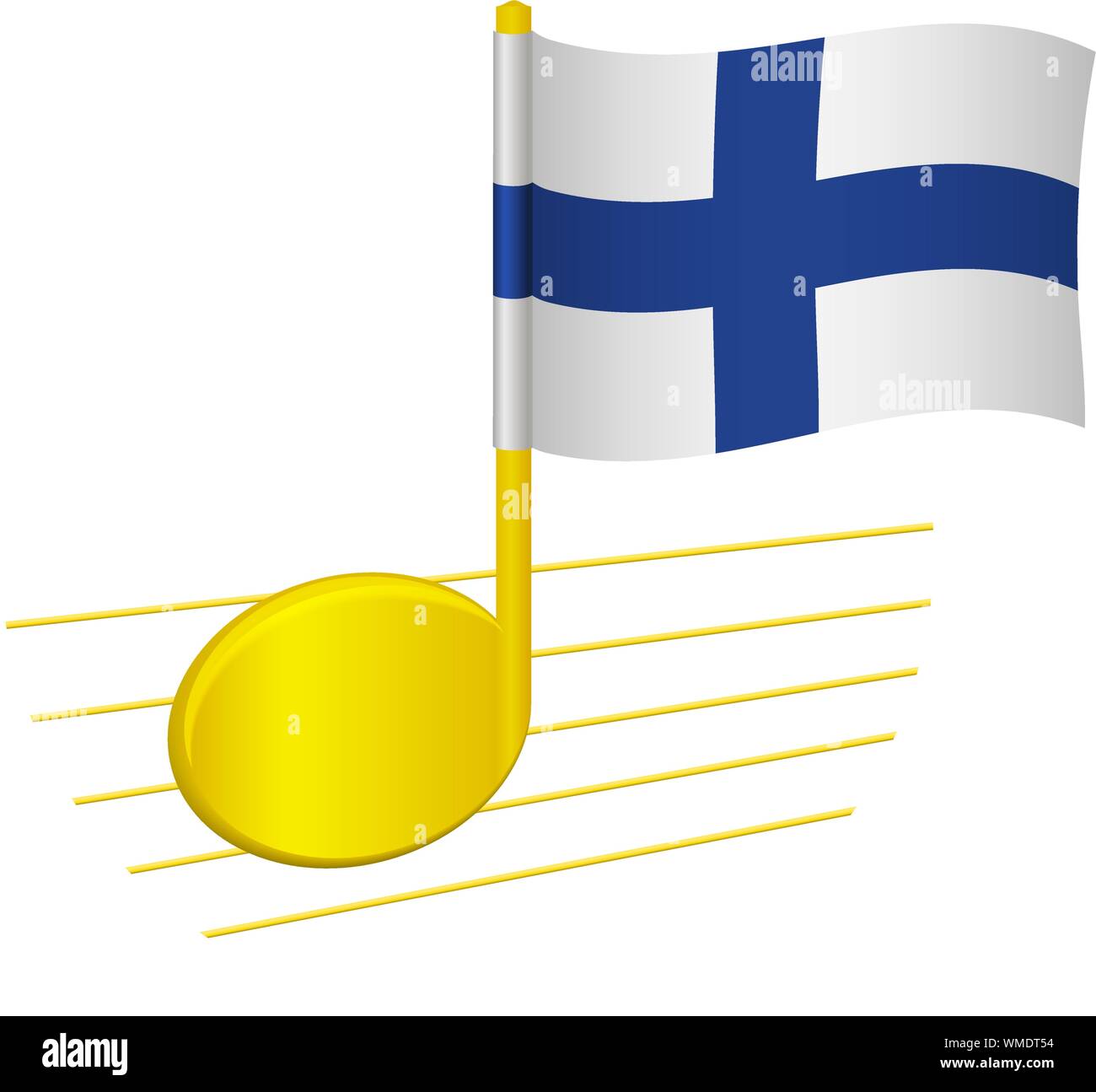 Bandiera della Finlandia e nota musicale. Musica di sottofondo. Bandiera nazionale della Finlandia e il festival di musica concetto illustrazione vettoriale Illustrazione Vettoriale