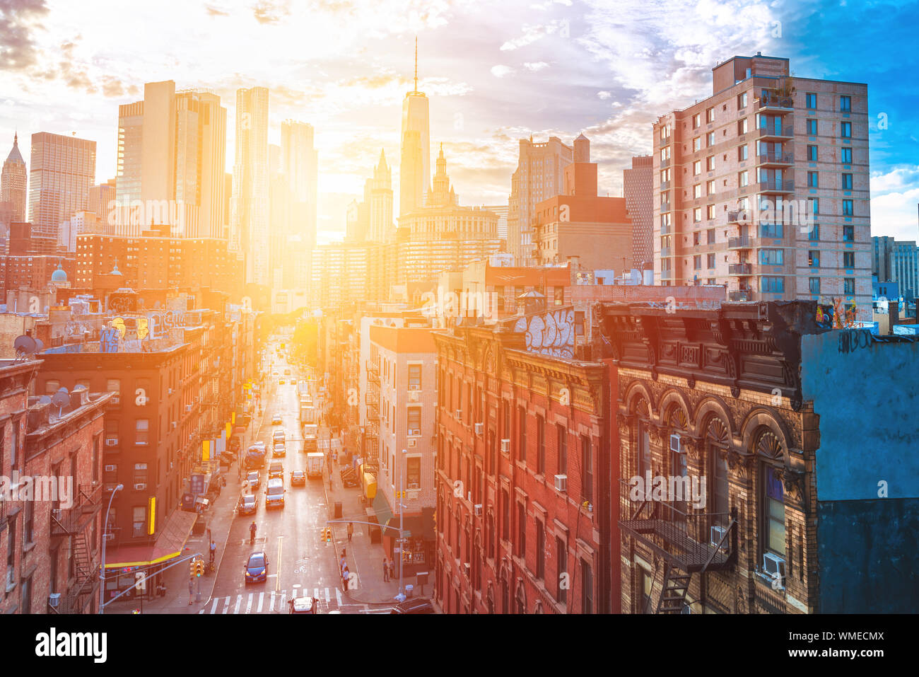 Vista della parte inferiore di Manhattan e China Town, New York City Foto Stock