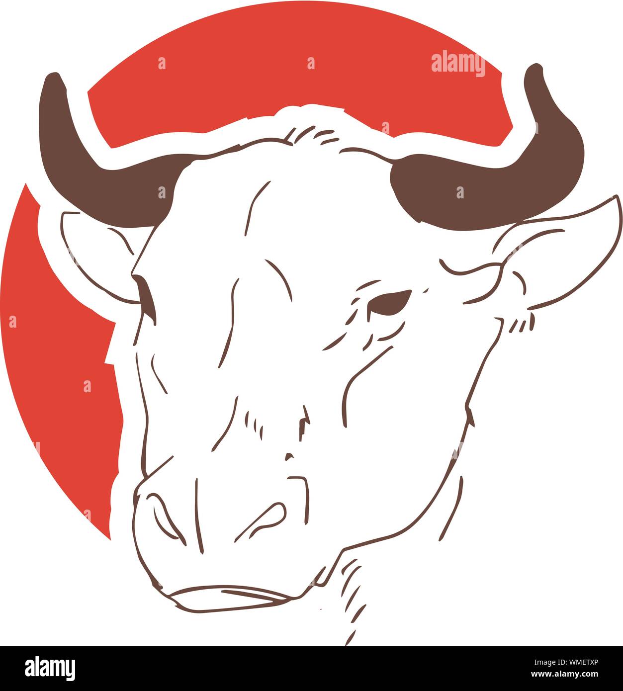 Le vacche di testa. Mano schizzo disegnato in uno stile grafico. Vintage incisione vettoriale illustrazione per poster. Illustrazione Vettoriale