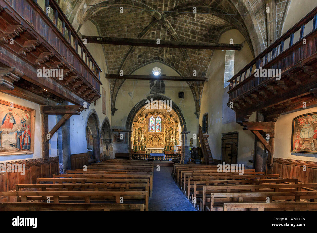 Francia, Hautes Alpes, Vallee de la Claree (Claree valley), Nevache, Saint Marcellin chiesa, inddors // Francia, Hautes-Alpes, (05), la Vallée de la Clarée, Foto Stock