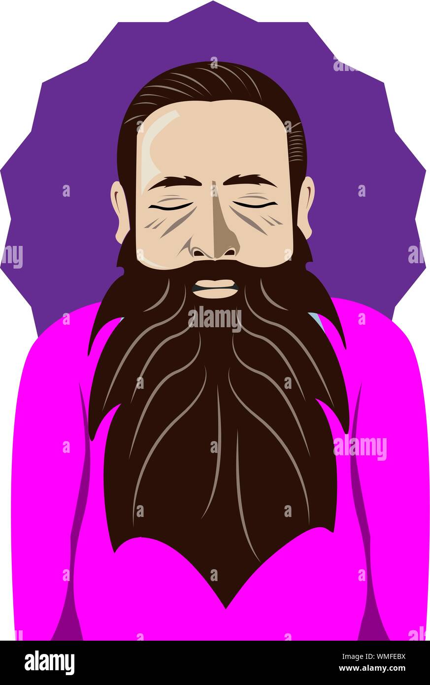 Insegnante di Yoga.Ritratto di un giovane uomo barbuto, meditativa pongono.illustrazione vettoriale Illustrazione Vettoriale