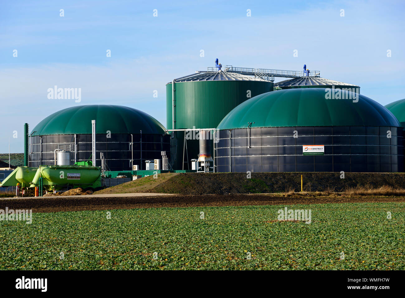 Impianto di produzione di biogas, Solschen, distretto di Peine, della Bassa Sassonia Foto Stock