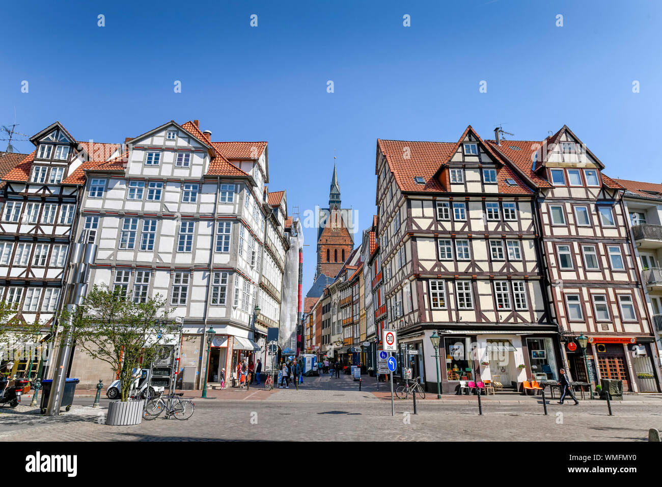 Fachwerkhaeuser, Burgstrasse, Holzmarkt, Kramerstrasse, Altstadt, Hannover, Niedersachsen, Deutschland Foto Stock