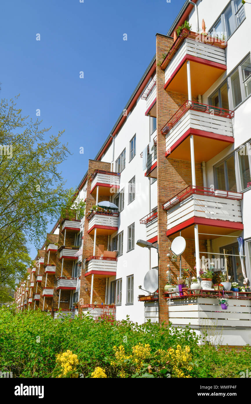 Wohnbauten von Otto Bartning, Langer Jammer, Goebelstrasse, Grosssiedlung Siemensstadt, Spandau, Berlino, Deutschland Foto Stock