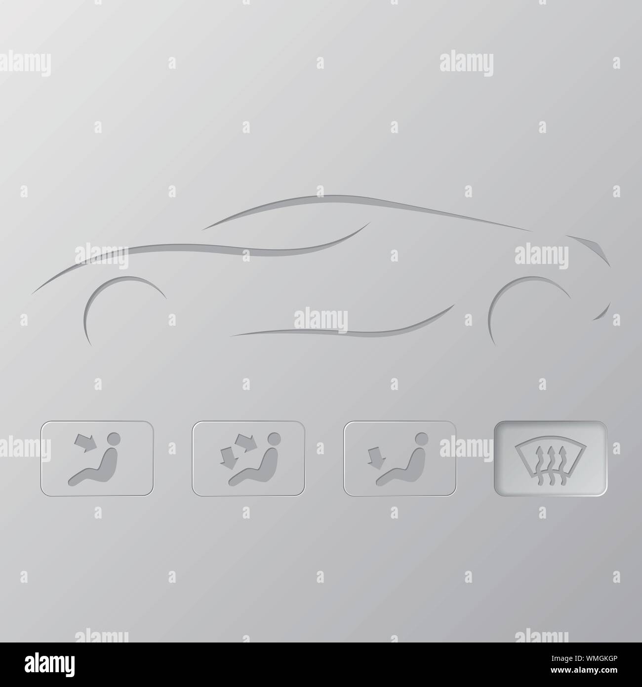 Silhouette di auto con icone di Piana Illustrazione Vettoriale