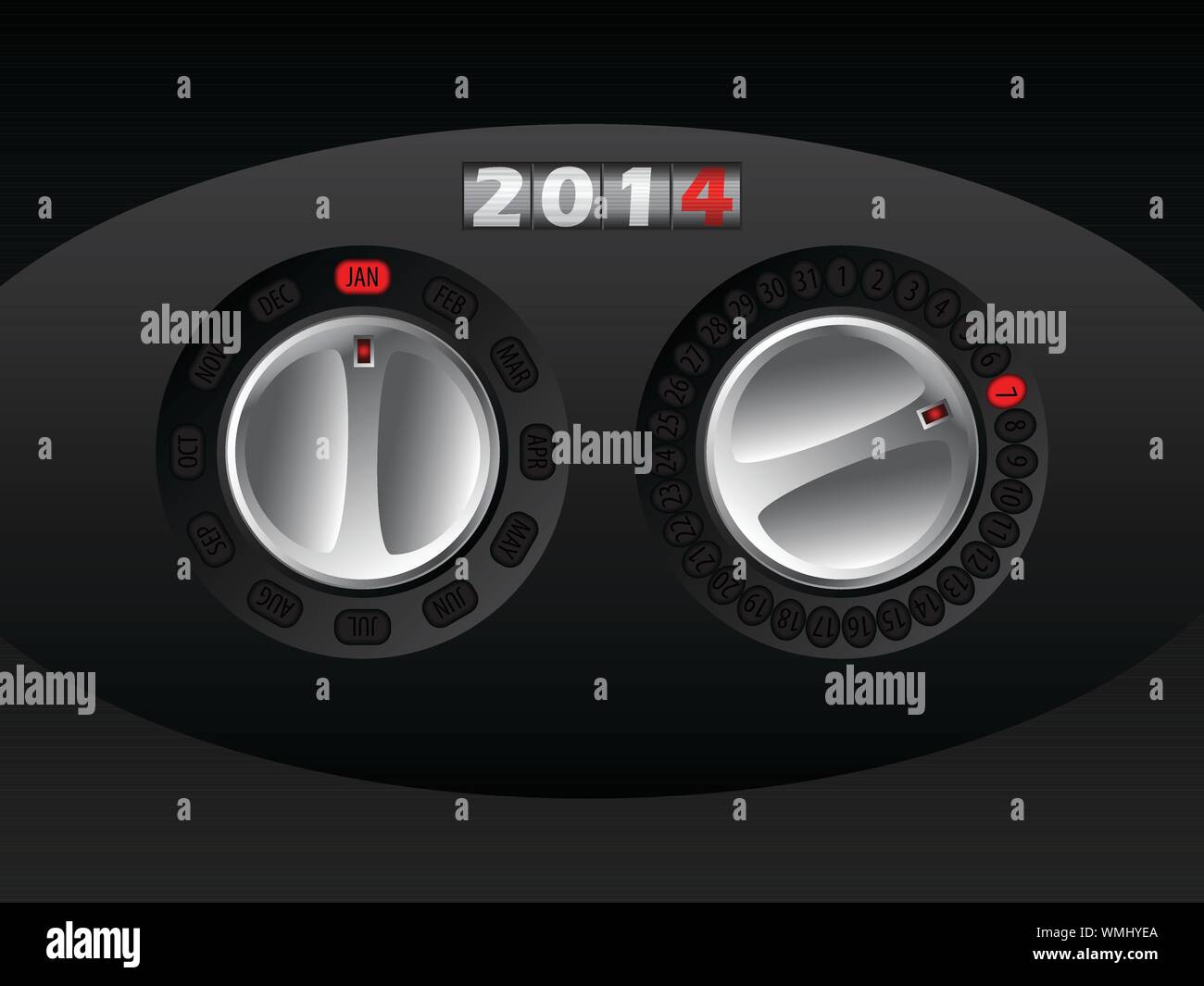2014 Calendario con orientabili i pulsanti AUTO Illustrazione Vettoriale