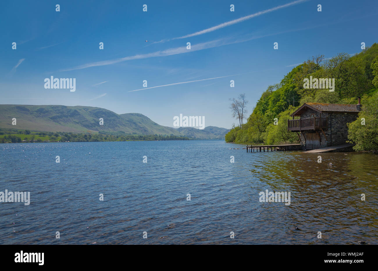 Affacciato su Ulswater, il distretto dei laghi, Cumbria offre una splendida vista sul lago Foto Stock
