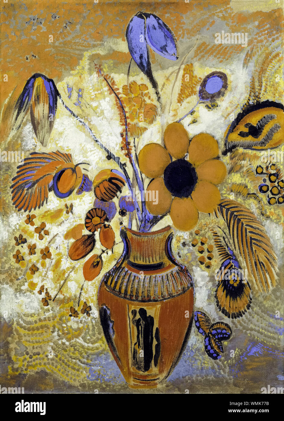 Odilon Redon, Etrusca Vaso con fiori, still life pittura, 1900-1910 Foto Stock