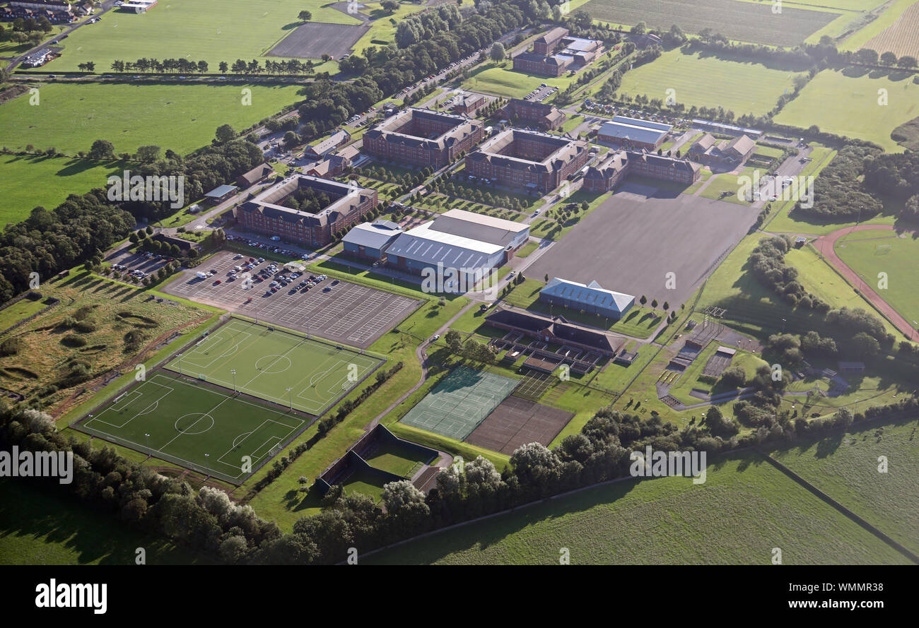 Vista aerea dell'esercito Foundation College, Harrogate, North Yorkshire, Regno Unito Foto Stock