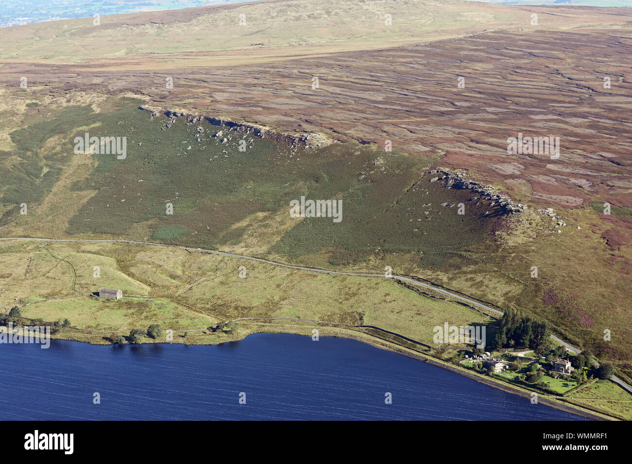 Vista aerea di una scarpata nello Yorkshire, Regno Unito Foto Stock