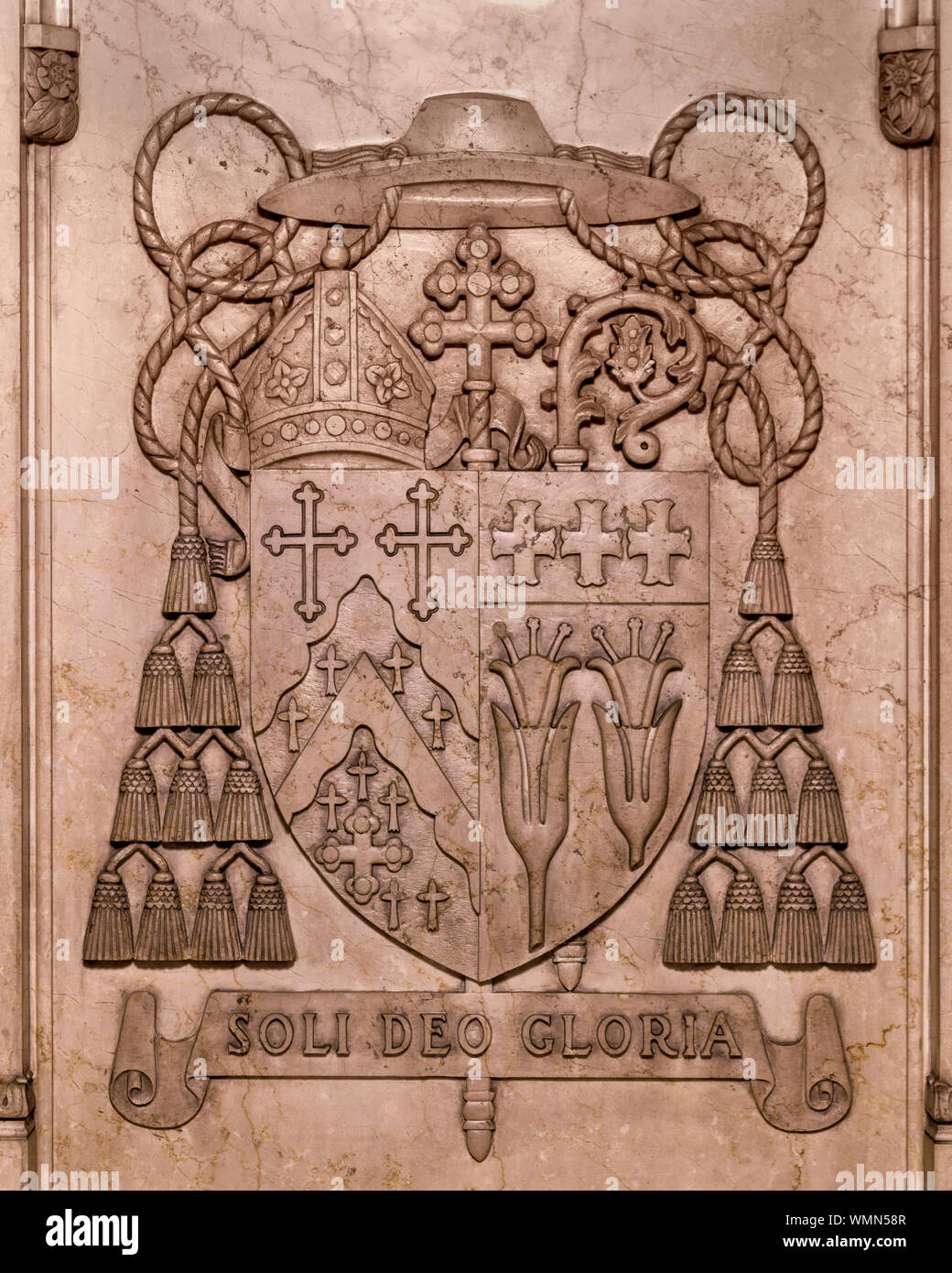 Soli Deo Gloria o gloria a Dio solo nella cattedrale di San Giovanni Evangelista a 1007 Superior Avenue in Cleveland Ohio Foto Stock