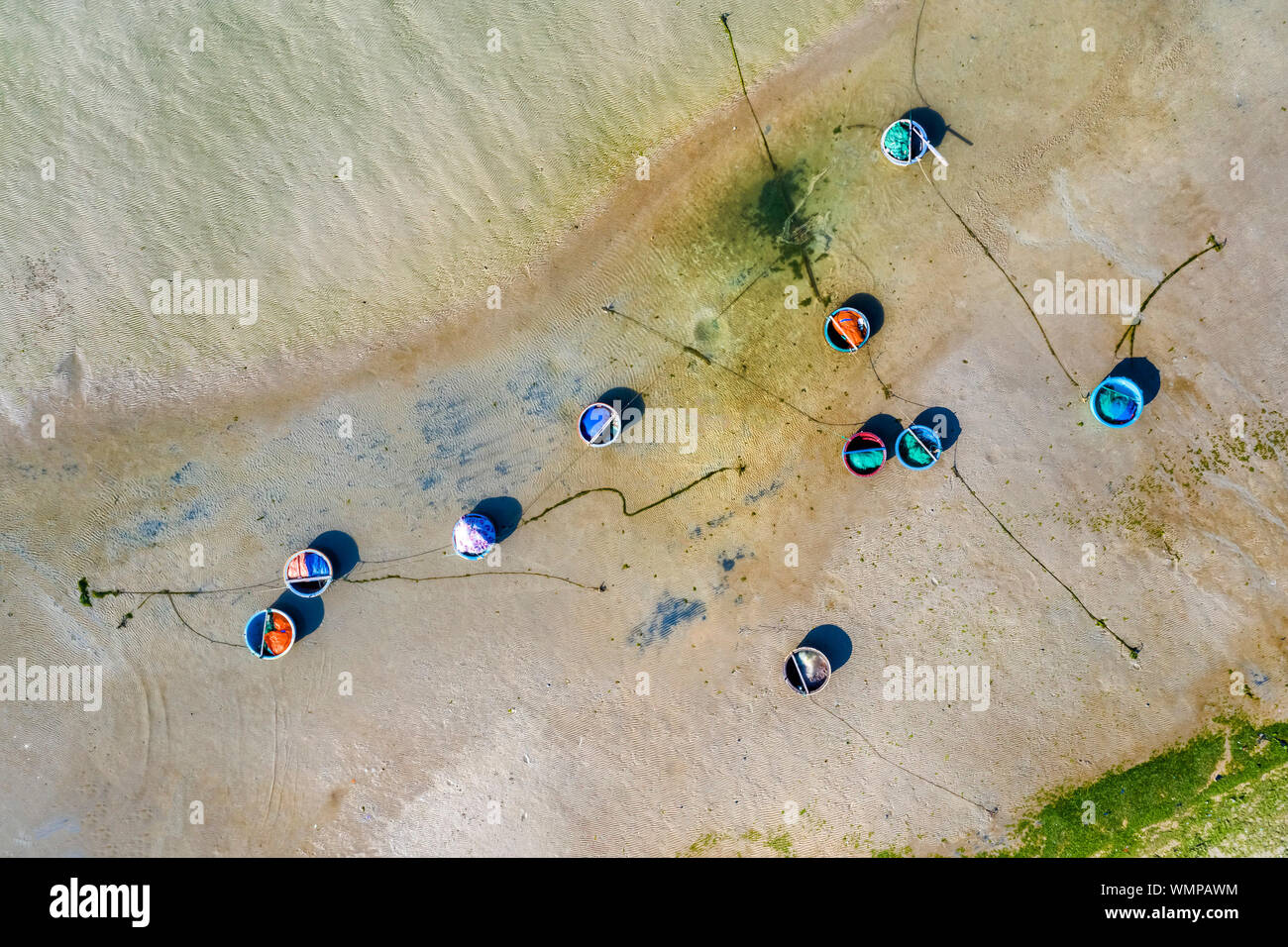 Vista aerea della spiaggia di Eo Gio, Nhon Ly, Quy Nhon, Binh Dinh, Vietnam. Foto Stock